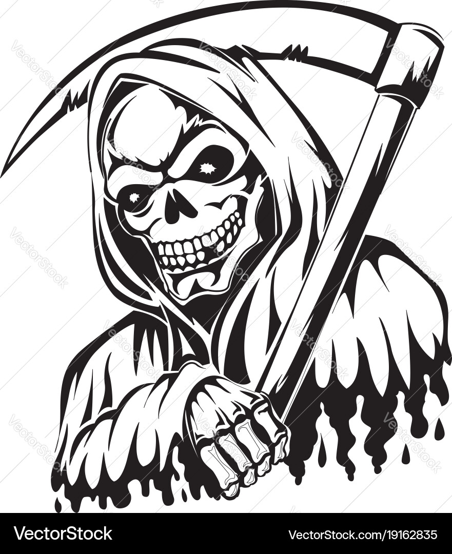Vintage Grim Reaper with Scythe Vector Image