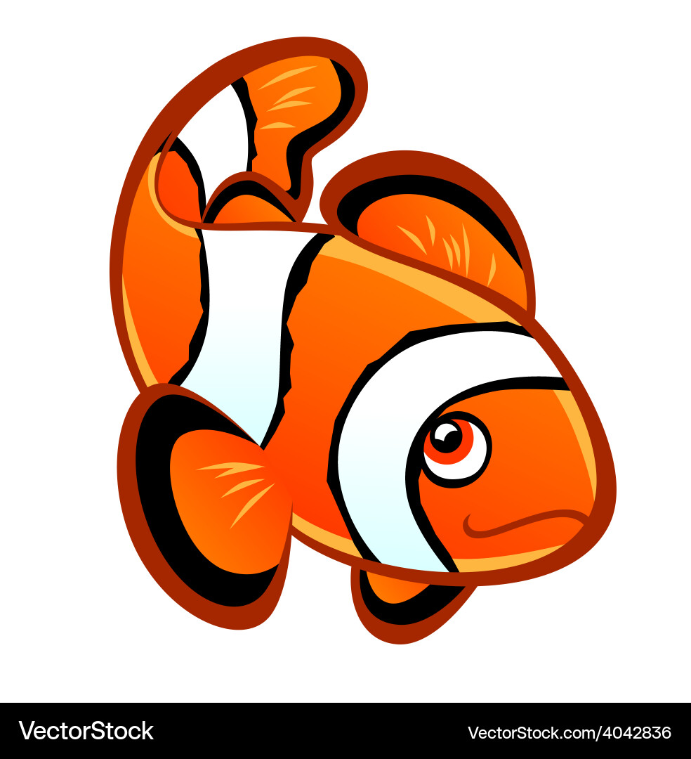 Cartoon Clownfish - Orange and White Vector Image