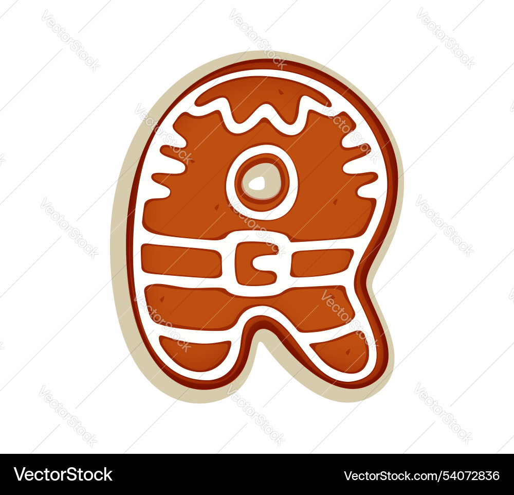 Christmas font gingerbread cookie biscuit letter r Christmas font gingerbread cookie biscuit letter r vector image