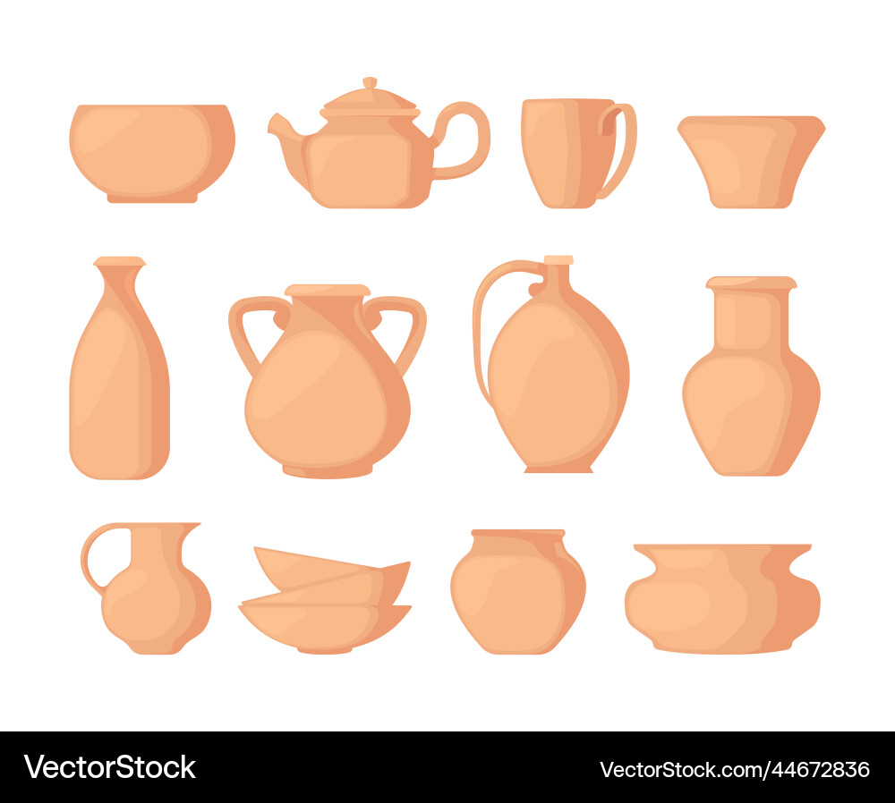 Clay vases ceramic ancient pottery kitchenware Clay vases ceramic ancient pottery kitchenware vector image