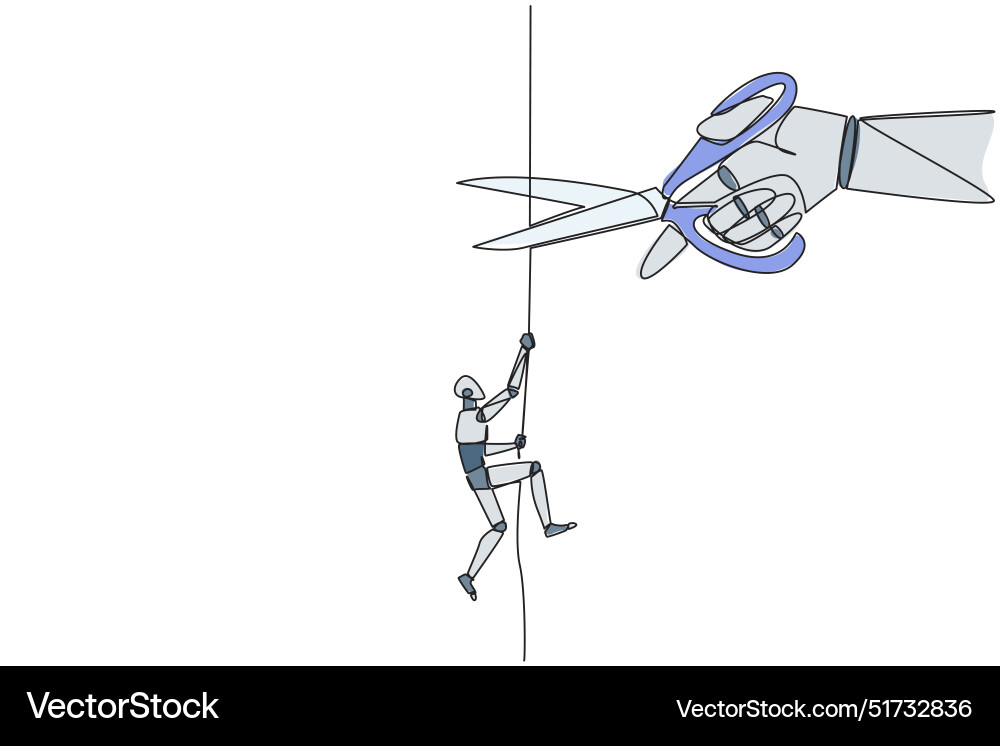 Continuous one line drawing the robot climbing Continuous one line drawing the robot climbing vector image