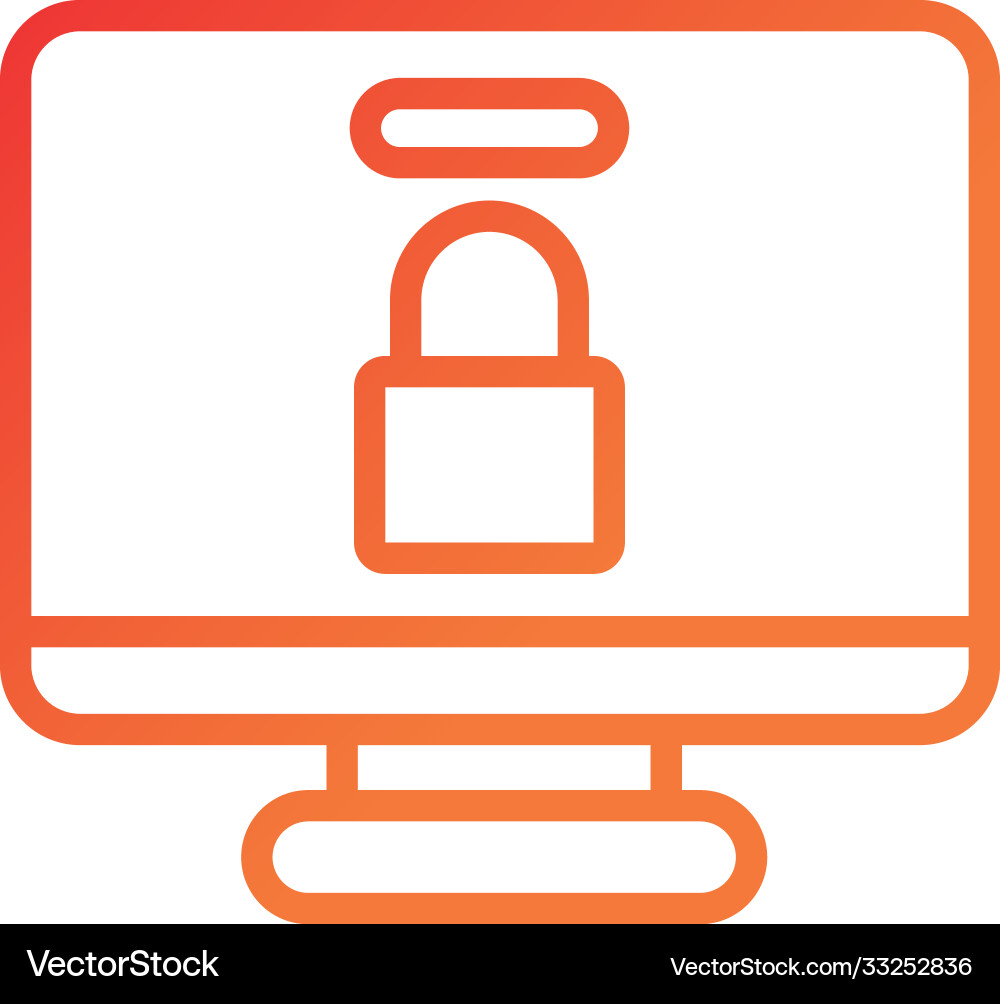 Desktop computer with padlock gradient style icon vector image