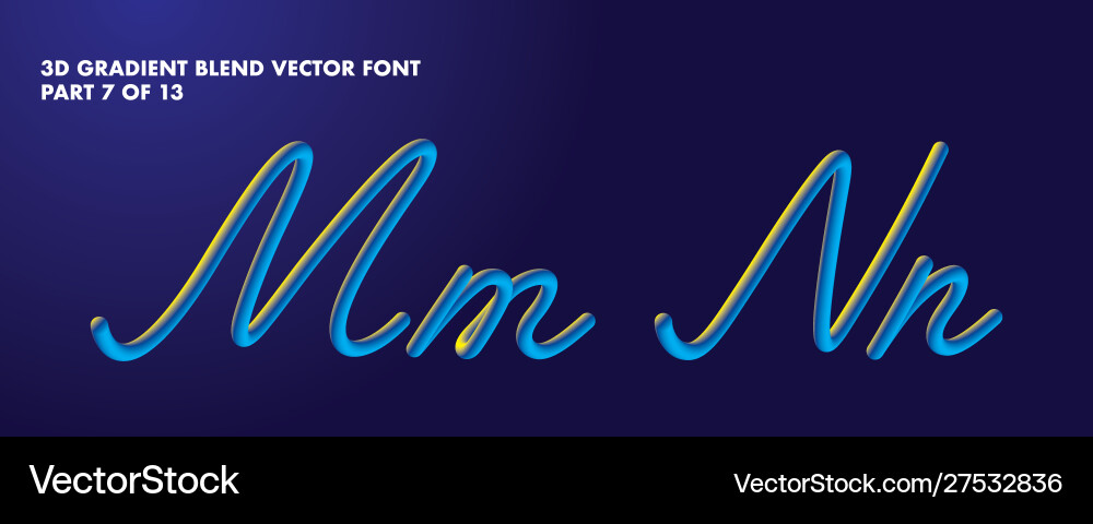 Dynamic 3D Gradient Font vector image