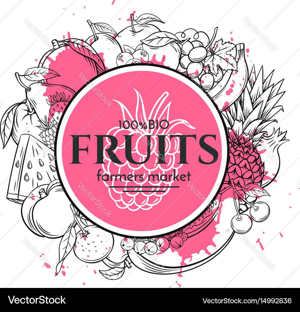 Farmers Market Fruit Poster Vector Image