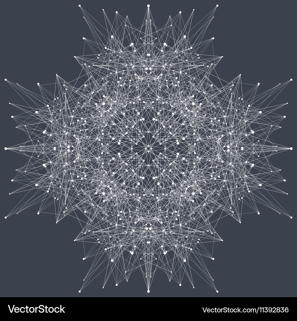 Fractal element with compounds lines and dots big vector image