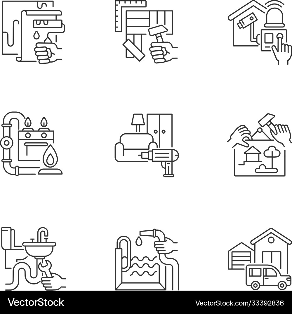 Home improvements linear icons set Home improvements linear icons set vector image