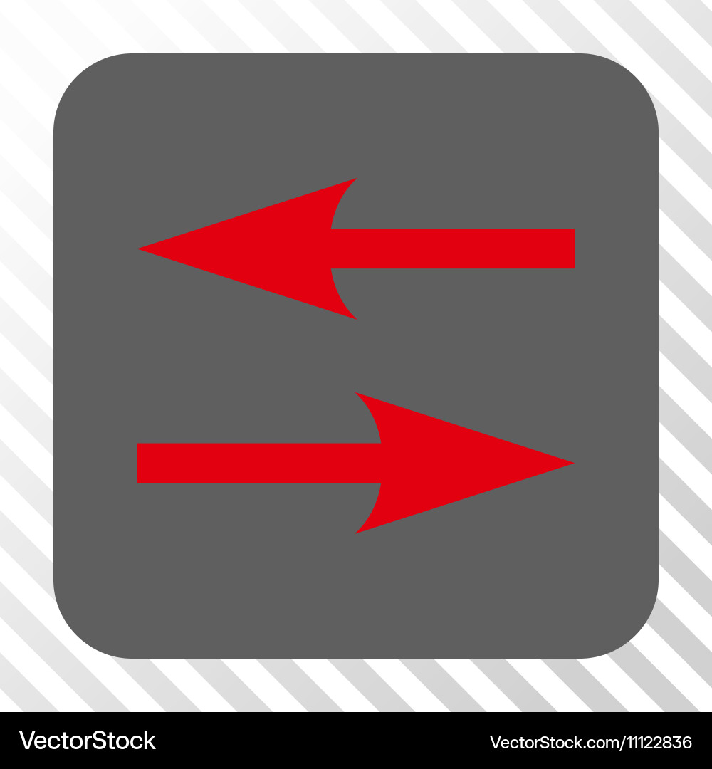 Horizontal exchange arrows rounded square button vector image