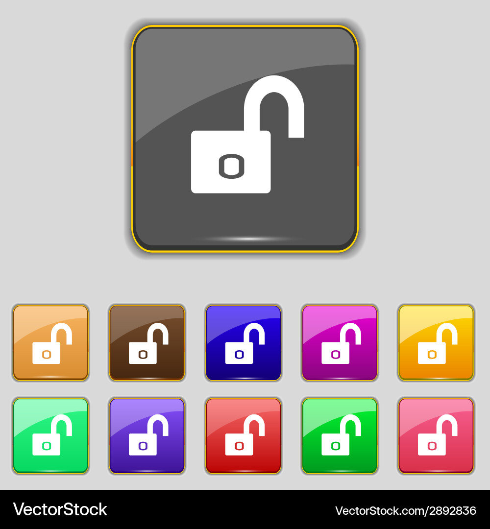 Lock sign icon locker symbol set color buttons vector image