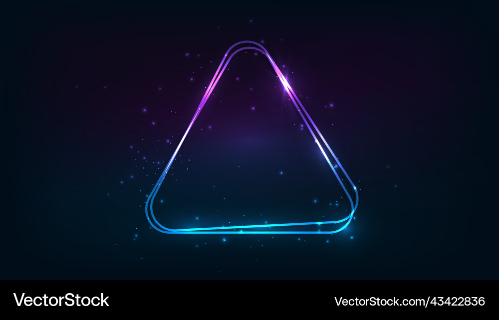 Neon rounded triangle frame with shining effects Neon rounded triangle frame with shining effects vector image