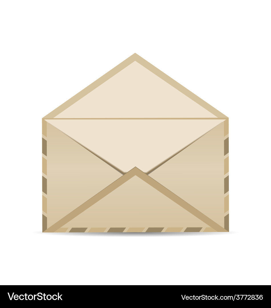 Open retro envelope with shadow isolated on white vector image