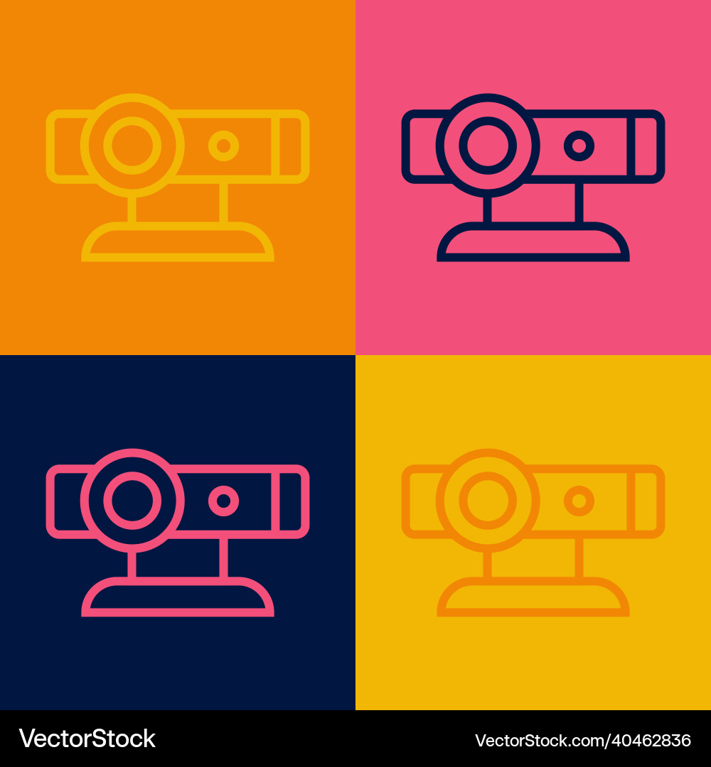 Pop art line web camera icon isolated on color Pop art line web camera icon isolated on color vector image