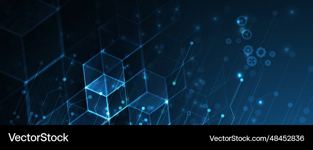 Technology banner design with hexagons abstract Technology banner design with hexagons abstract vector image