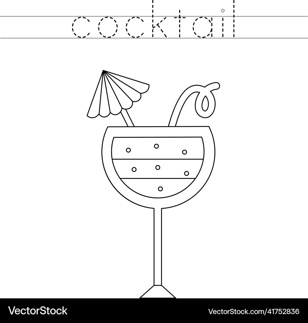Trace the letters and color summer cocktail Trace the letters and color summer cocktail vector image