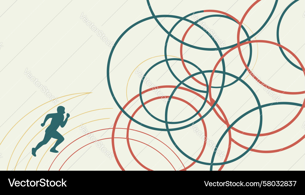 Abstract Running Figure with Circles Vector Image