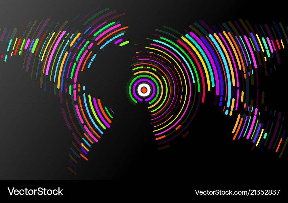 Abstract world map of radial lines Vector Image