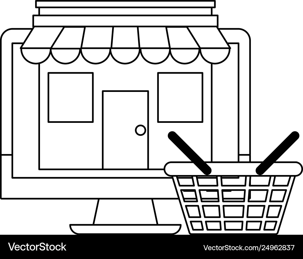 Computer screen internet browsing in black Vector Image