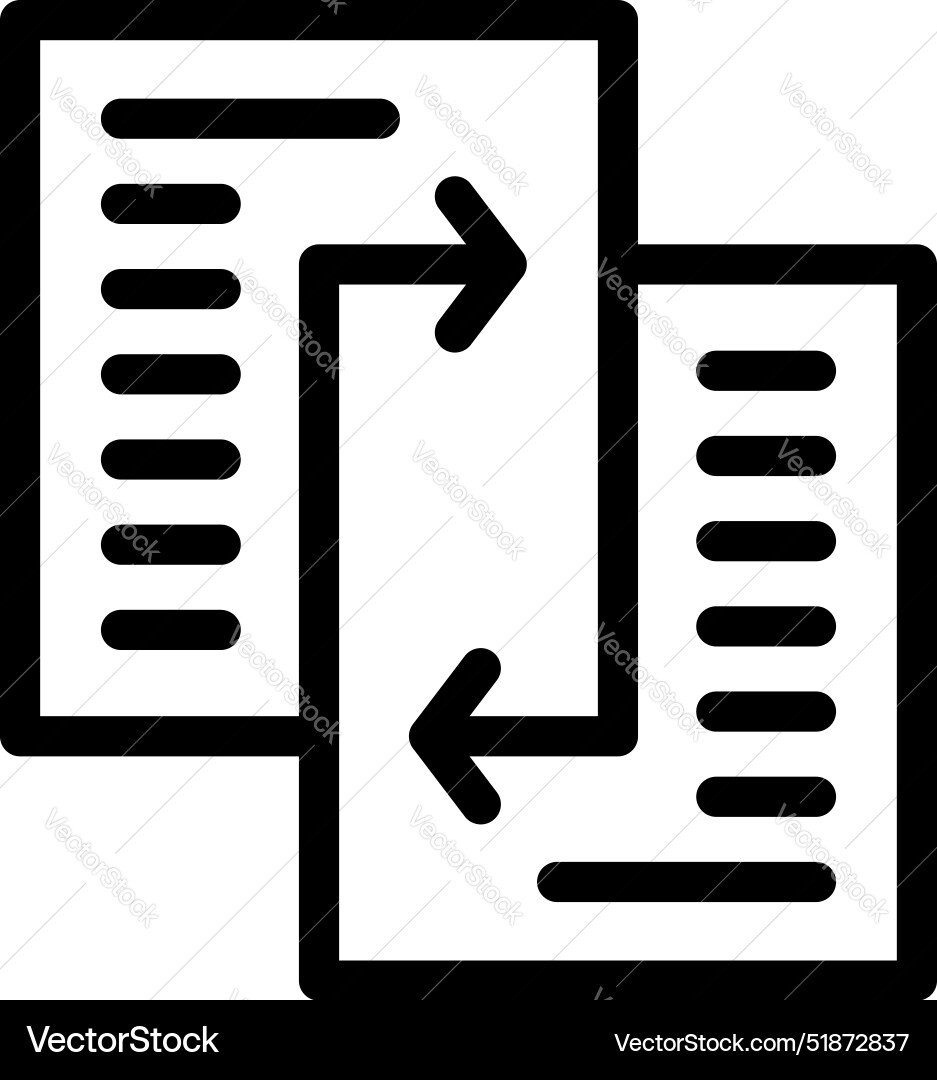 Data exchanging between two documents icon Data exchanging between two documents icon vector image