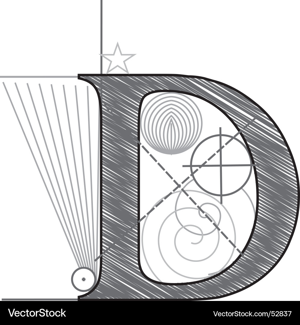 Elegant Letter D Sketch vector image