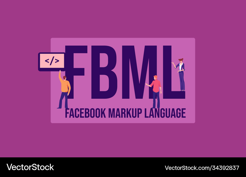 Fbml facebook markup language global web Fbml facebook markup language global web vector image