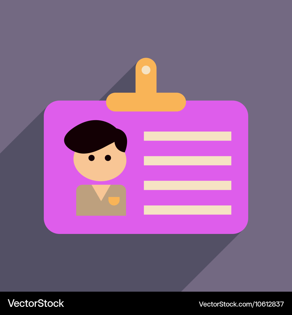 Flat web icon with long shadow identification Vector Image