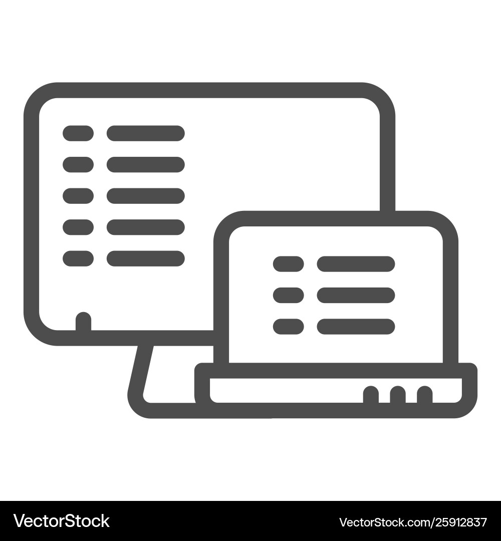 Monitors with list line icon lists on devices vector image
