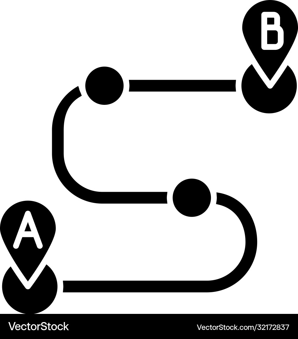 Routenplanung schwarzes Glyph-Symbol Routenplanung schwarzes Glyph-Symbol vektorbild