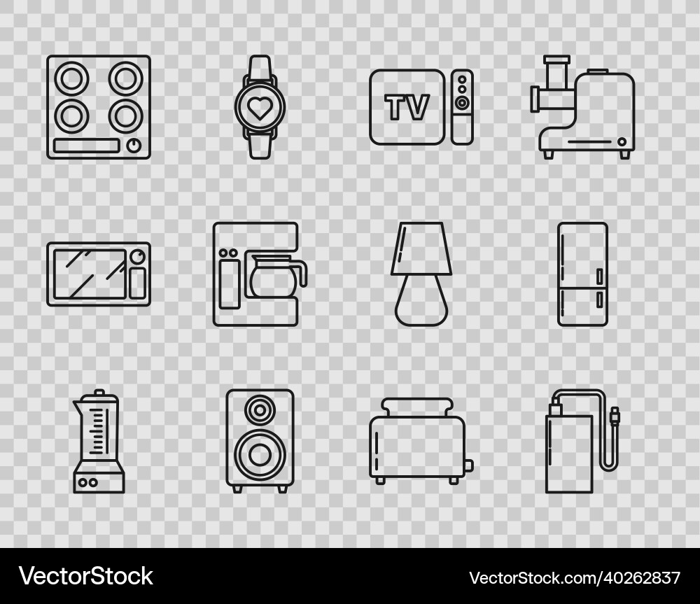 Set line blender tv box receiver and player Set line blender tv box receiver and player vector image