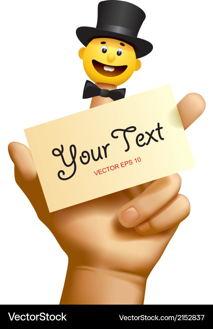 Smiling Finger Puppet with Top Hat Vector Image