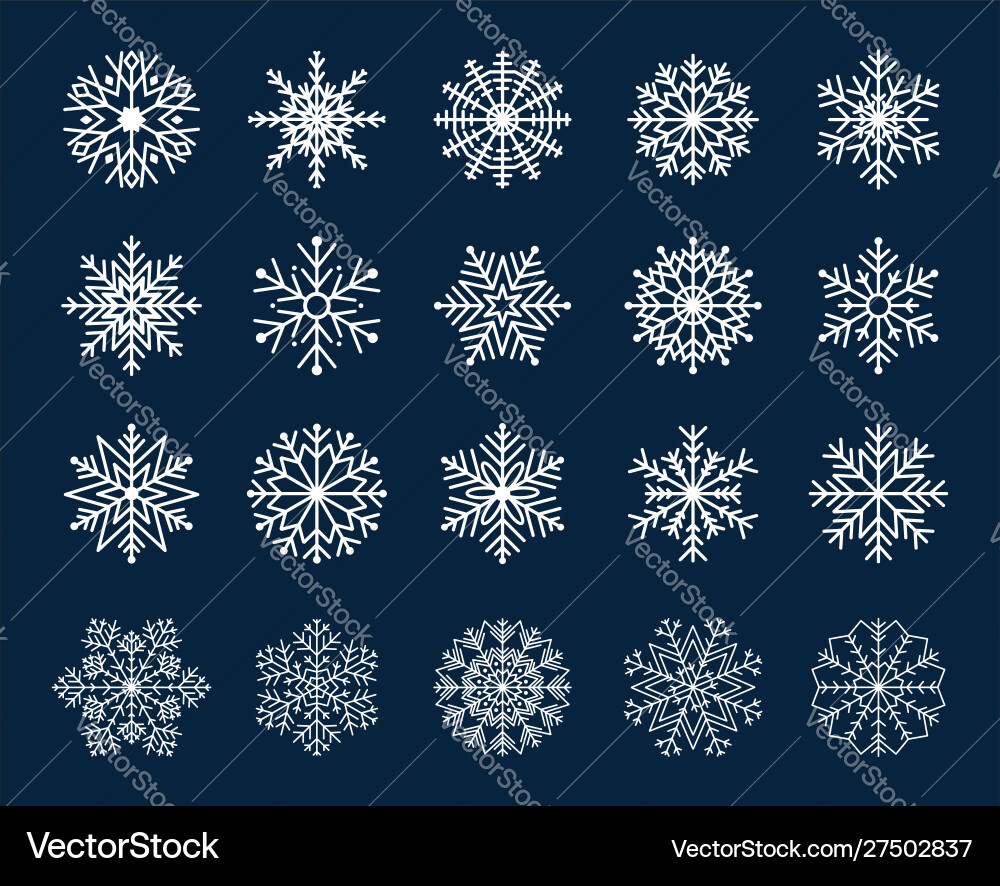 Winter Snowflake Icon Set vector image