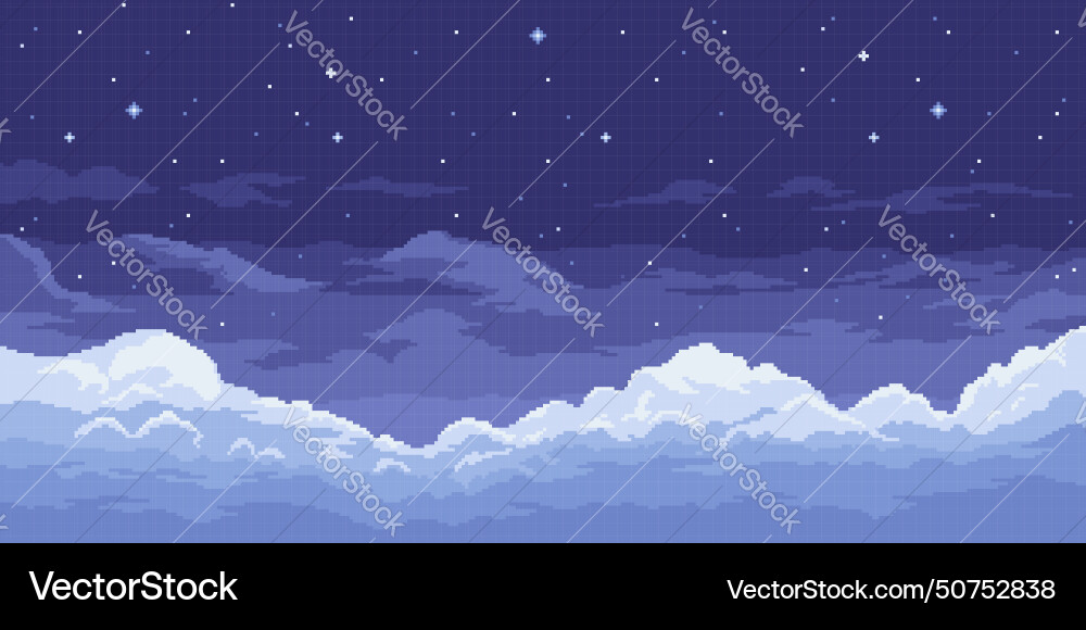 8bit pixel art night sky game space landscape 8bit pixel art night sky game space landscape vector image