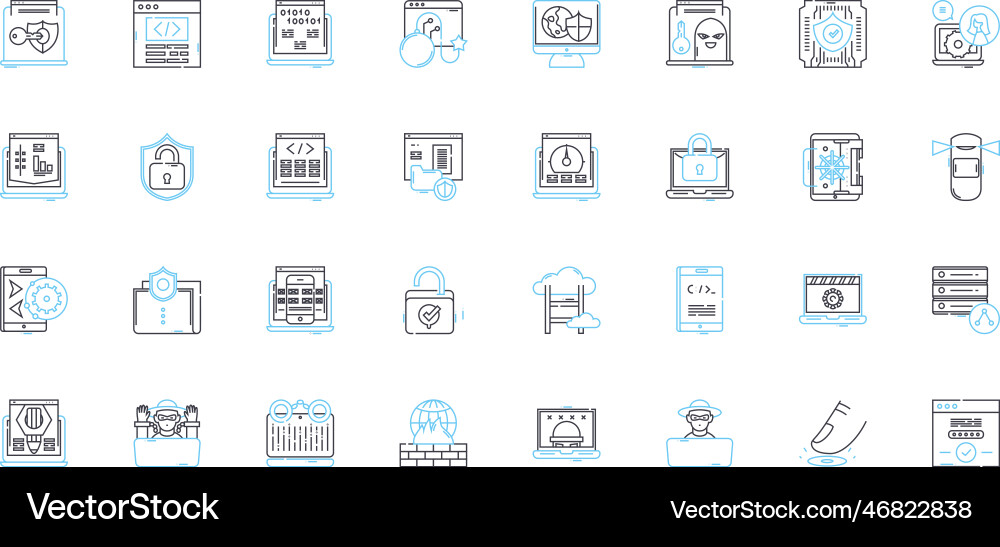 Artificial universe linear icons set simulation Artificial universe linear icons set simulation vector image
