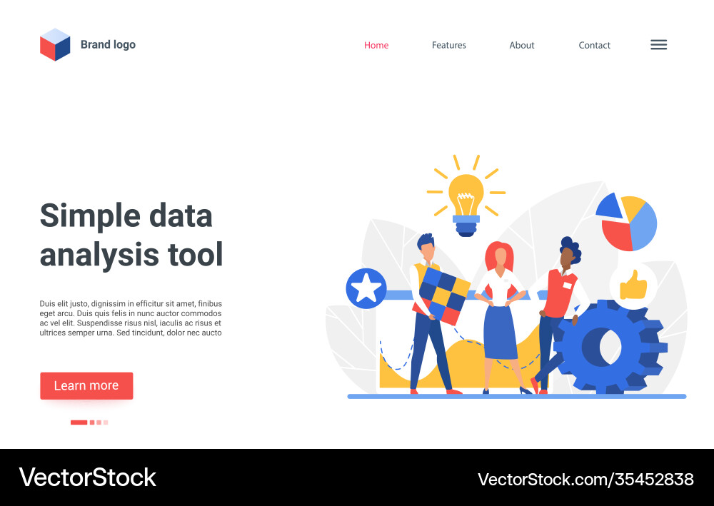 Data Analysis Tool Landing Page Royalty Free Vector Image
