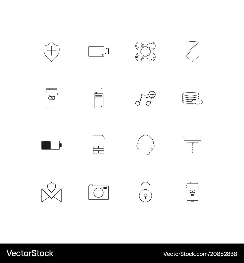 Devices linear thin icons set outlined simple vector image