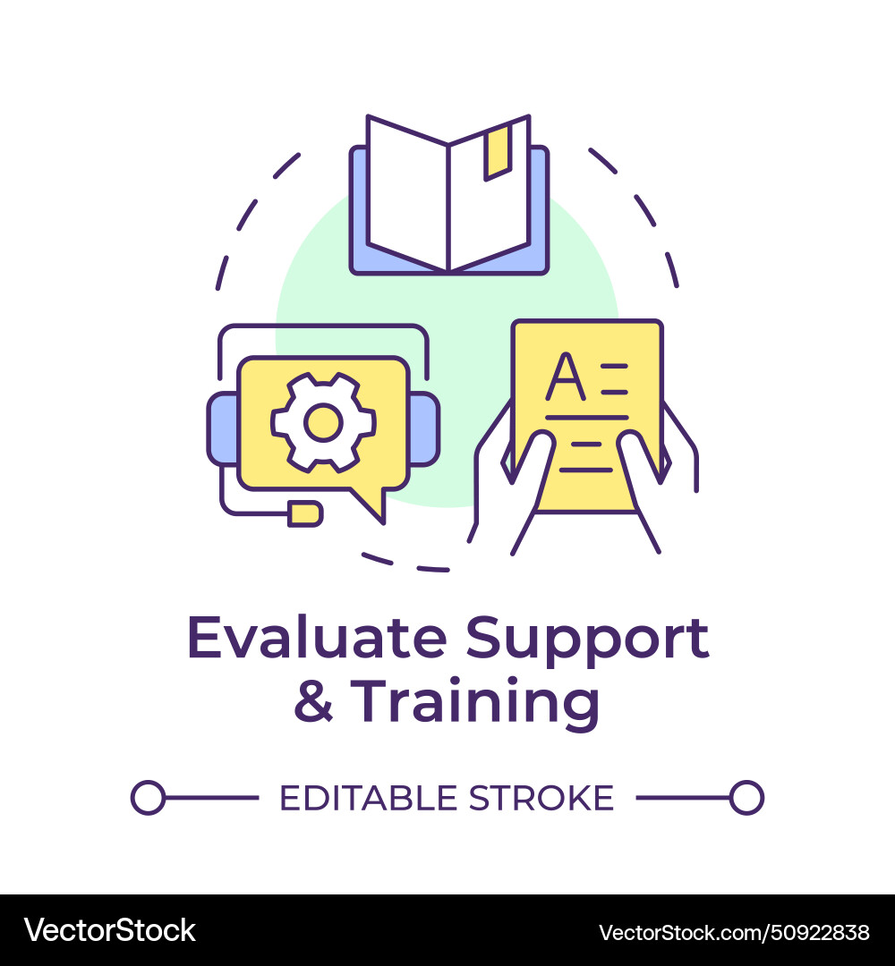 Evaluate support and training multi color concept Evaluate support and training multi color concept vector image