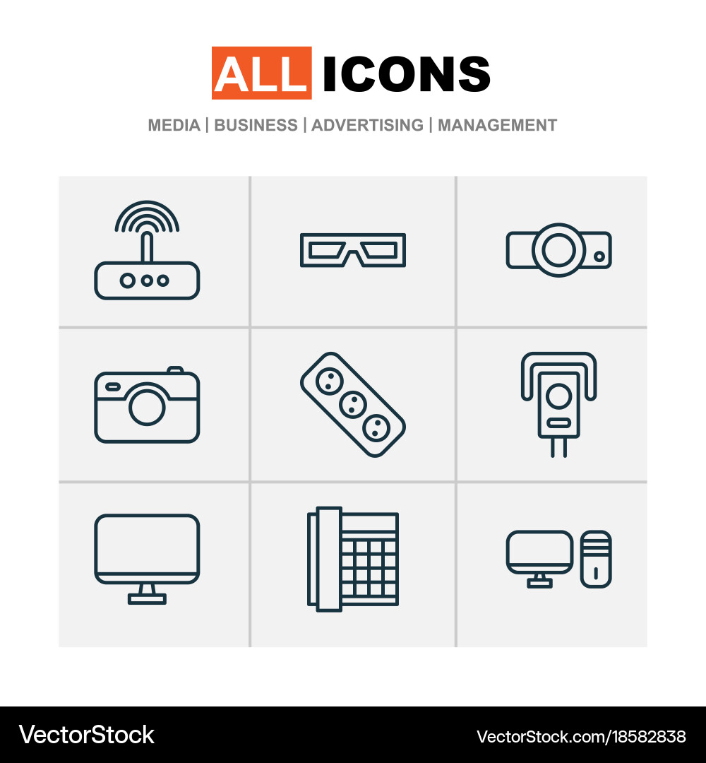Gadget icons set includes such as switch Vector Image