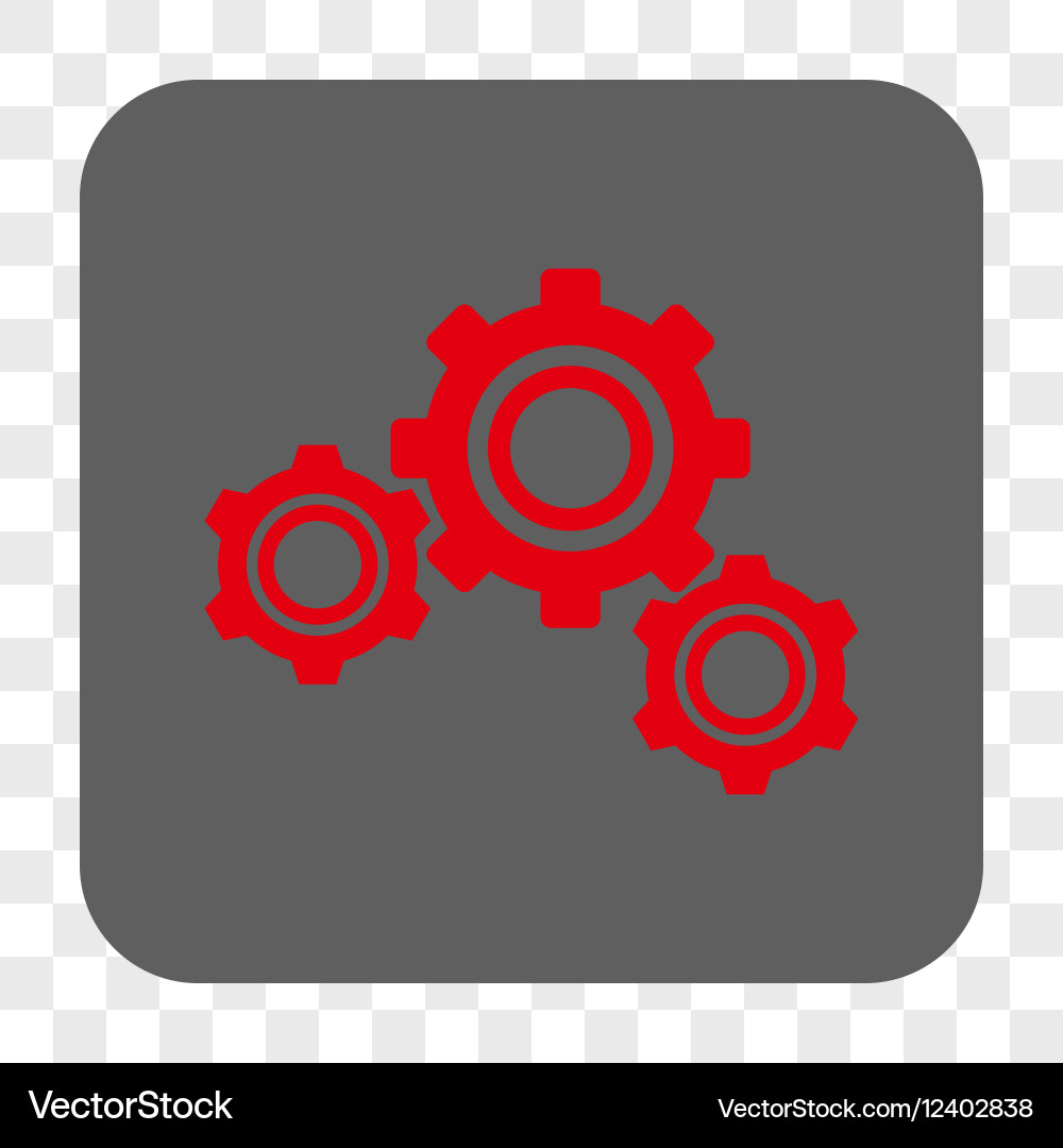 Gears rounded square button vector image