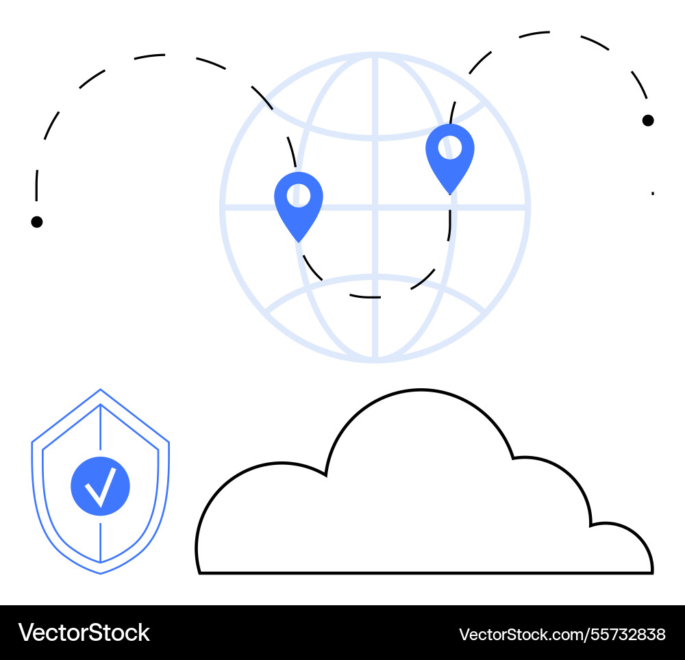 Global connectivity with secure cloud computing Global connectivity with secure cloud computing vector image