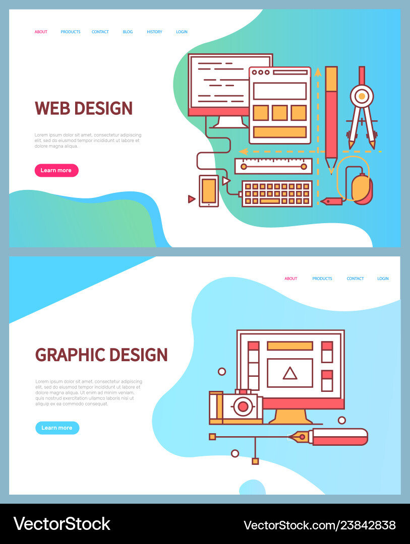 Graphic and web design website pages development Graphic and web design website pages development vector image