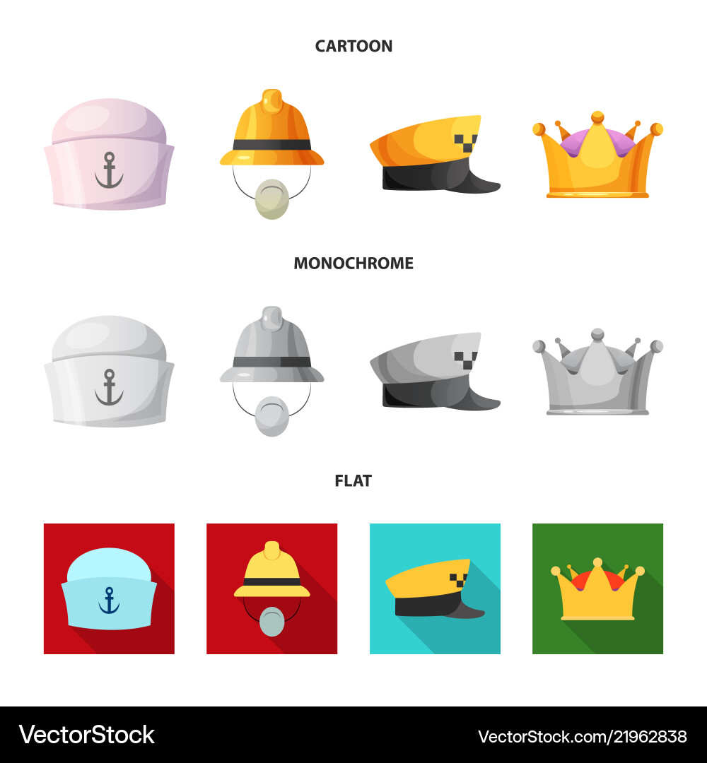 Isolated object of headgear and cap symbol set Isolated object of headgear and cap symbol set vector image