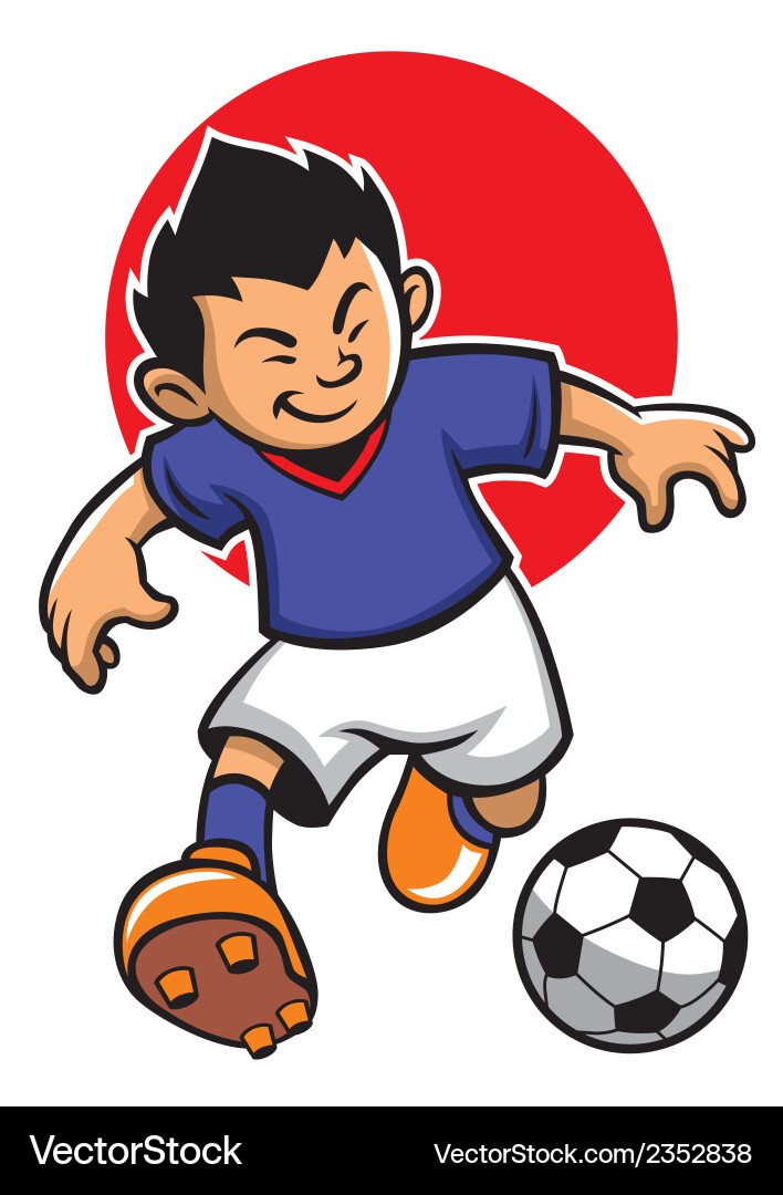 Japanese Soccer Player with Flag Vector Image
