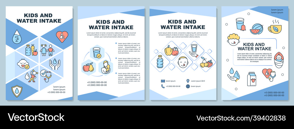 Kids and water intake brochure template Kids and water intake brochure template vector image
