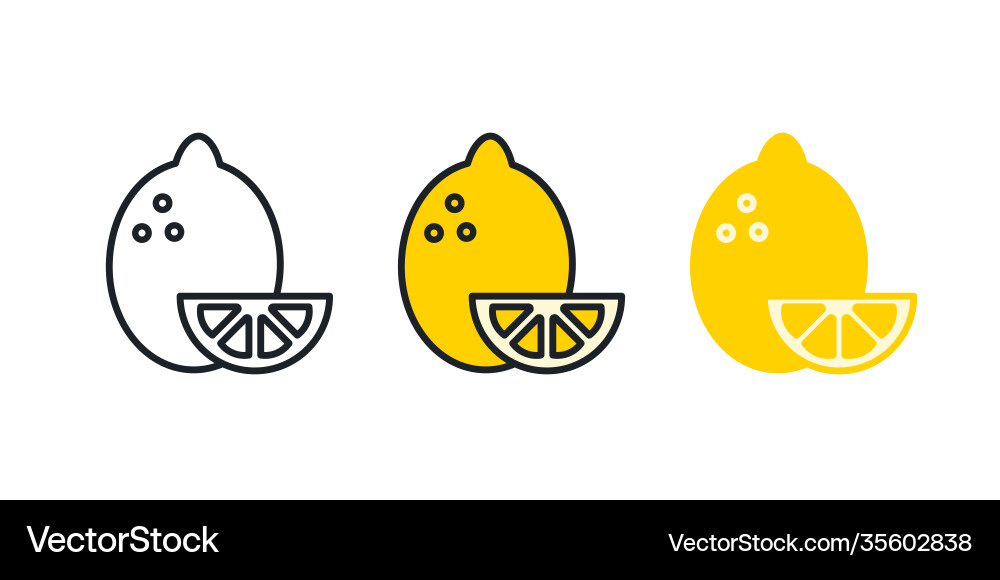 Lemon icon linear color contour shape Lemon icon linear color contour shape vector image