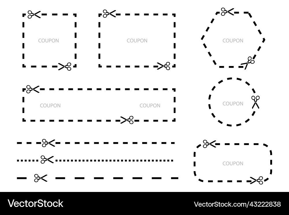 Paper cut set scissors outline for frame print vector image