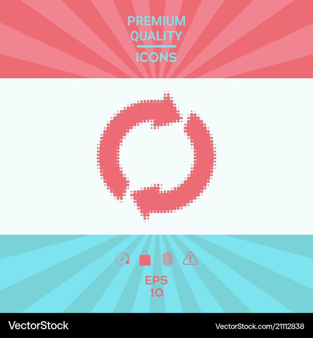 Reset button reload arrows - halftone logo vector image