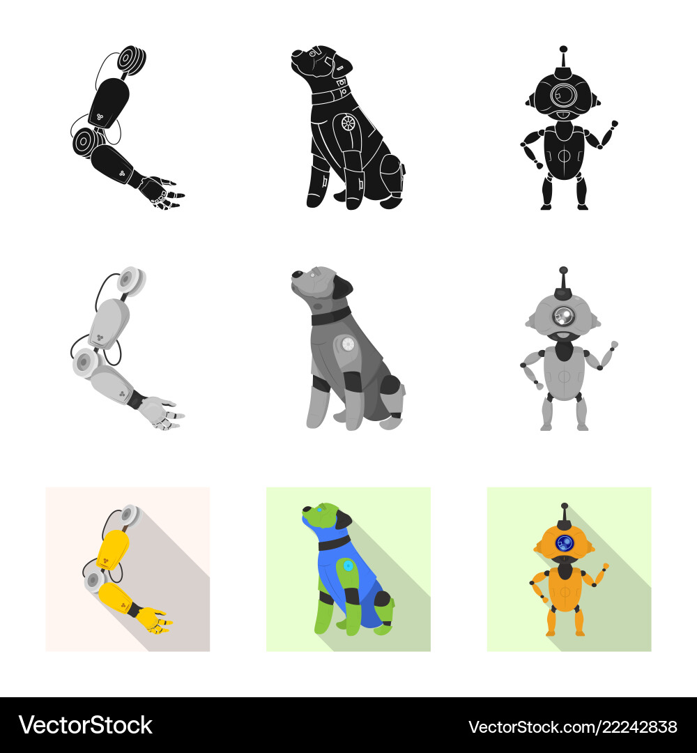 Robot and factory icon set Robot and factory icon set Vector Image