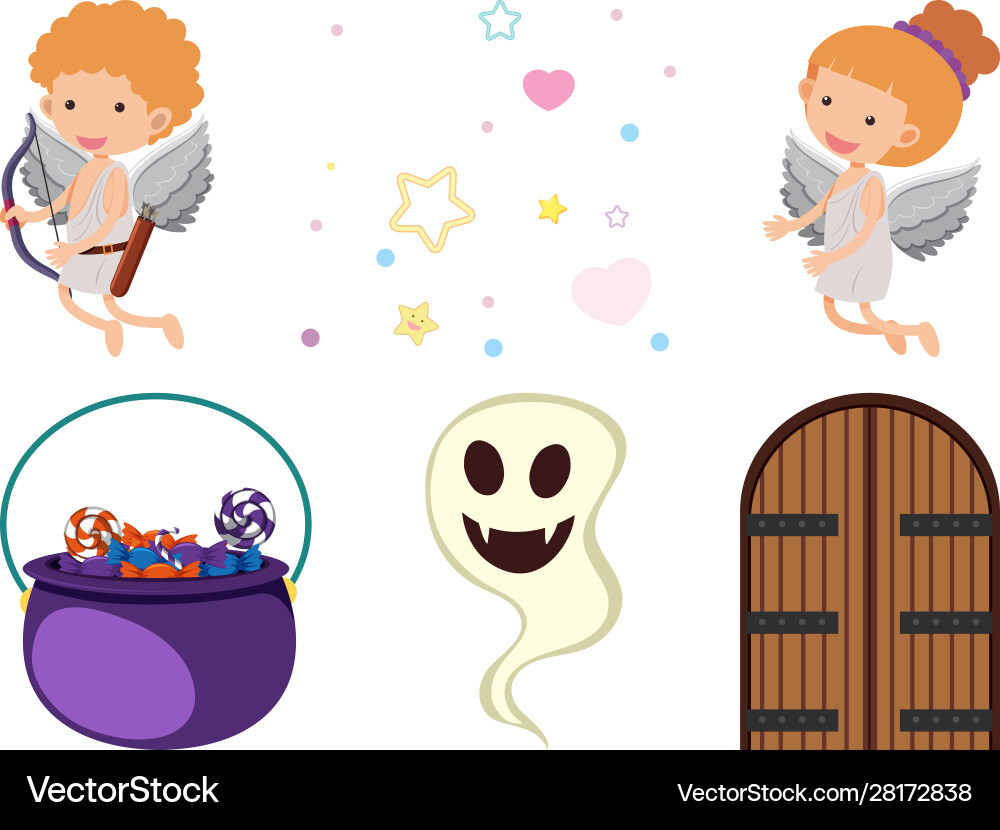 Set isolated objects theme fairytale vector image