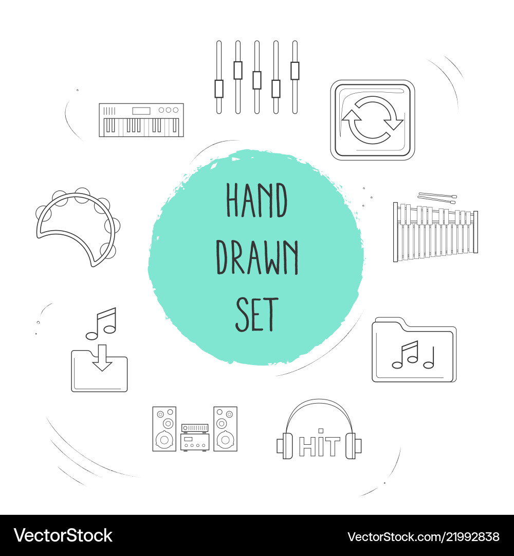 Set studio icons line style symbols Set studio icons line style symbols vector image