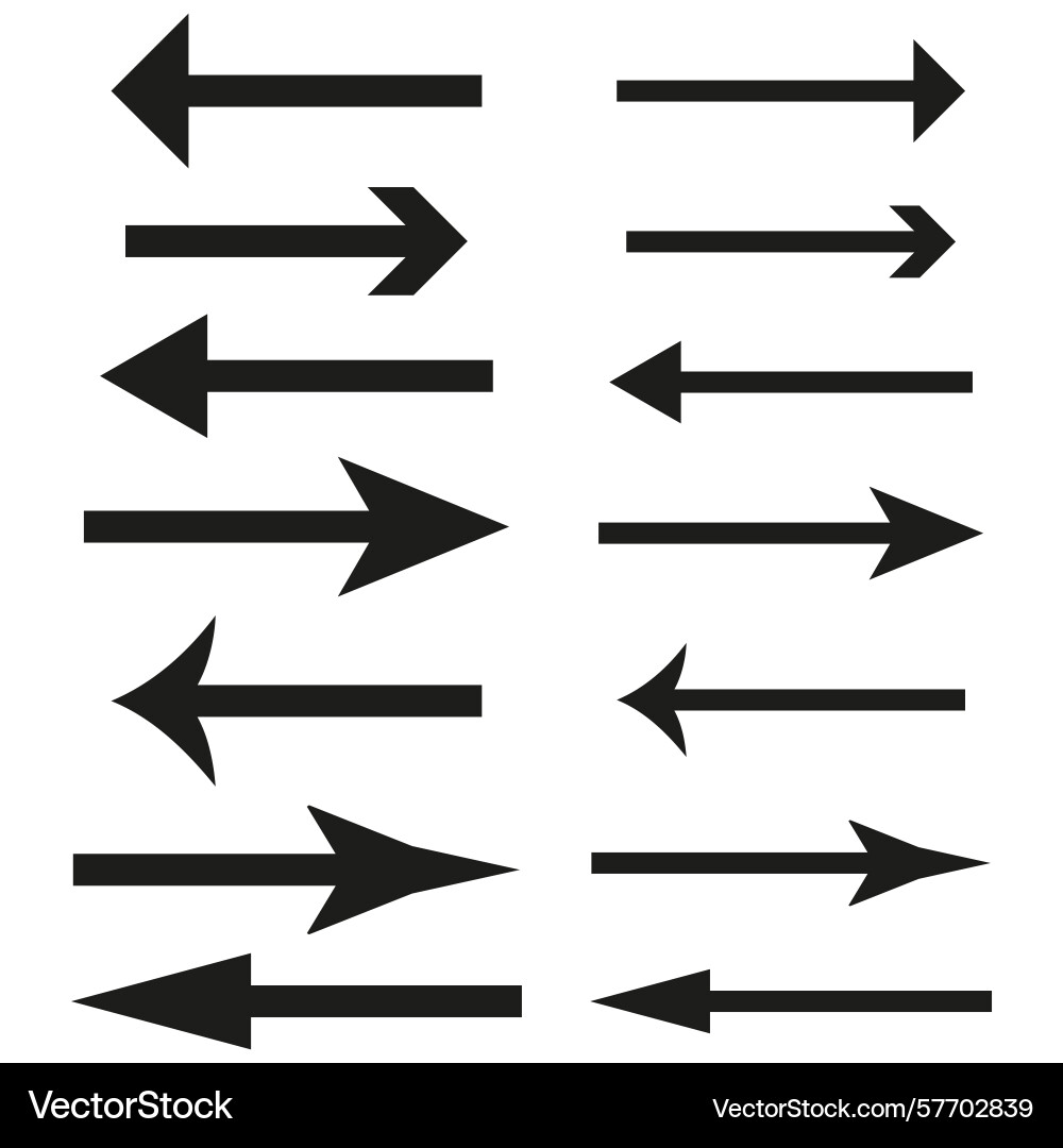 Arrow icon sheet horizontal navigation symbols Arrow icon sheet horizontal navigation symbols vector image