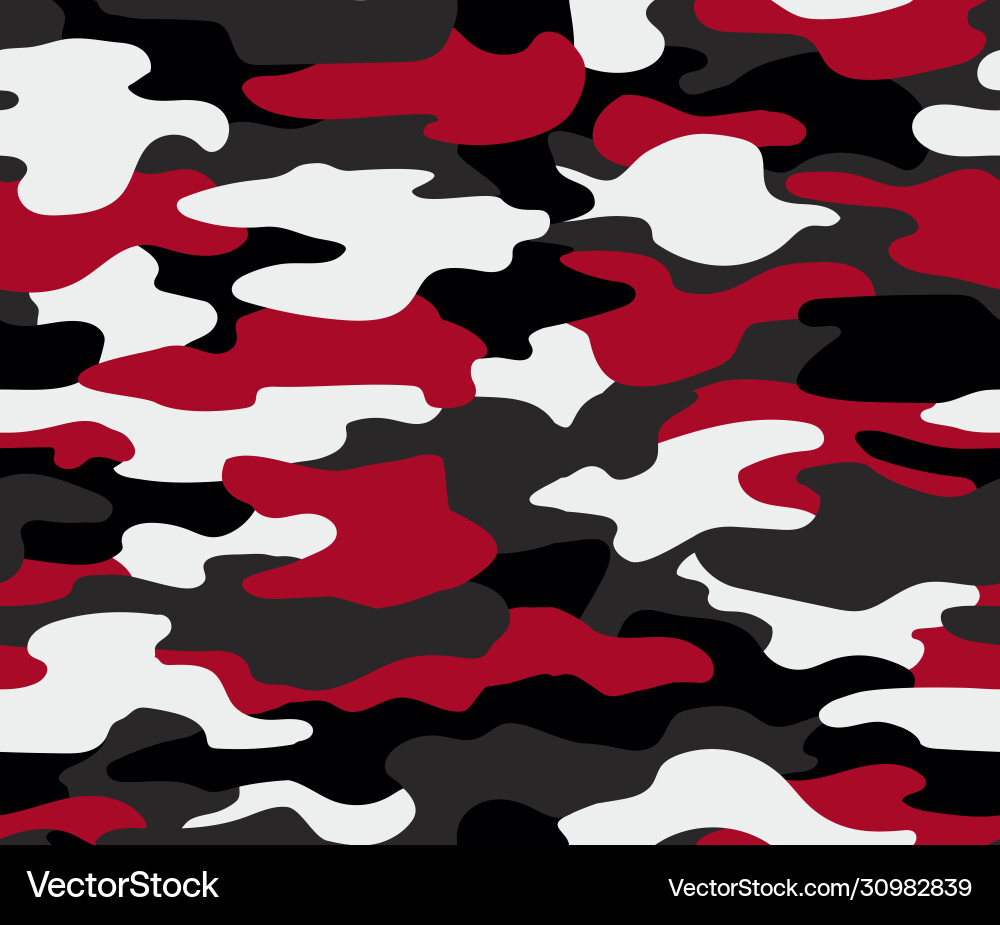 Camouflage Seamless Pattern - Red & Black Vector Image