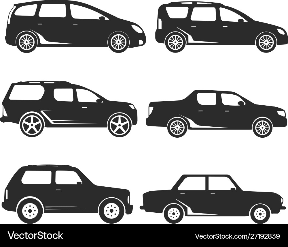 Car type and model objects icons set Car type and model objects icons set vector image